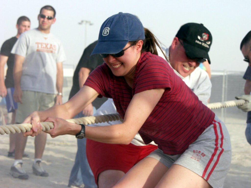 Sports are competitive games involving physical skill tug of war